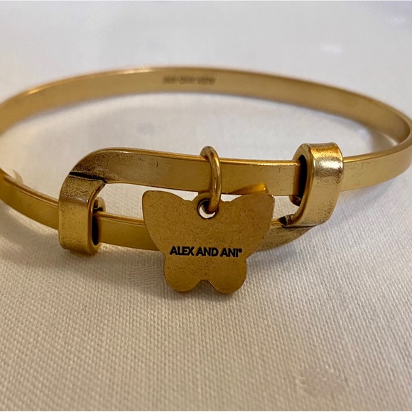 NWT Alex and Ani Crystal Butterfly Charm Bangle in Rafaelian Gold. - Picture 4 of 14